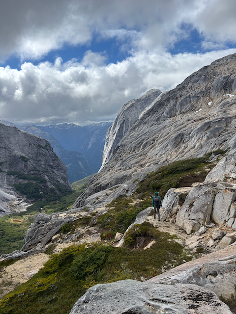 The clouds part giving us a proper look down the granite valley